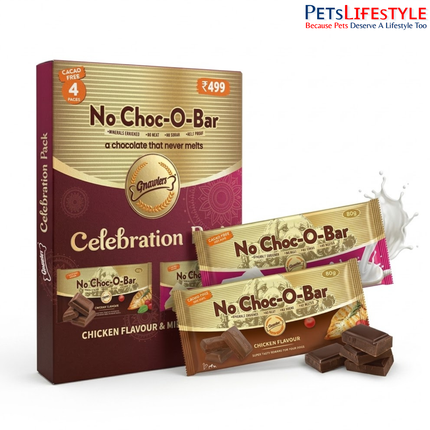 Gnawlers Celebrations Premium Selections No Choco-O-Bar That Never Melts for Dogs Gift Pack, 320g (4 x 80g)
