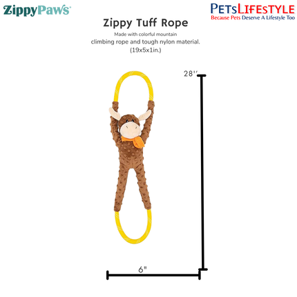 ZippyPaws RopeTugz – Moose  Super Sized Plush Rope Tug Dog Toy with Squeaker