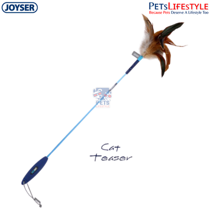 JOYSER Cat Teaser Wand Toy with Real Feather – Blue