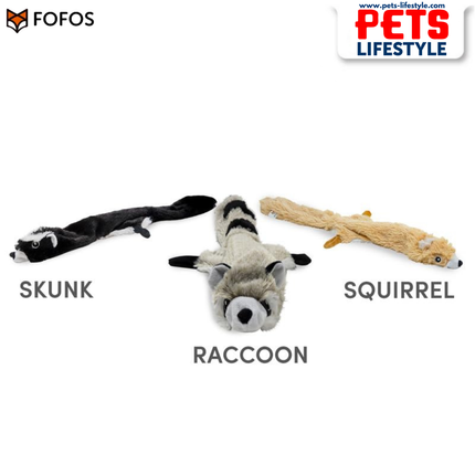 FOFOS Skinneez Squirrel Dog Toy – Stuffing-Free Plush Toy with Dual Squeakers