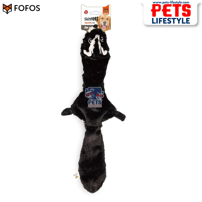 FOFOS Dog Toy Skinneez Skunk Toy – Stuffing-Free Plush Toy with Dual Squeakers