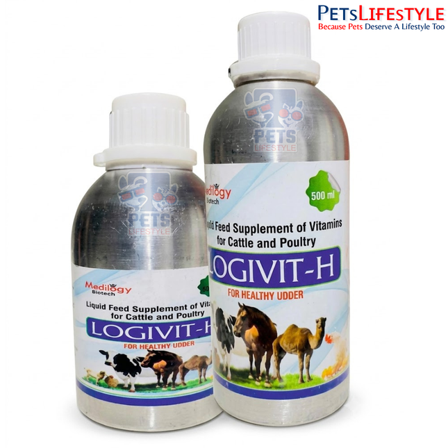 LOGIVIT-H Liquid – Veterinary Vitamin Feed Supplement for Cattle, Horses & Poultry | Supports Growth, Skin Health, Stress Management & Breeding Performance