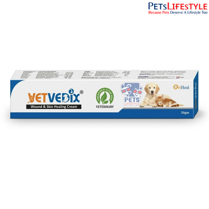 Oriheal Vet Vedix Wound & Skin Healing Cream 30 gm for Dogs & Cats | Herbal Wound Care