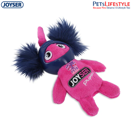 JOYSER Puppy Squirrel with Helmet Soft Plush Dog Toy – Pink/Dark Blue (S/M)