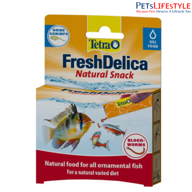 Tetra FreshDelica Bloodworms Nutrient-Rich Gel Treats for Ornamental Fish with Natural Ingredients & Essential Vitamins 48 Gram