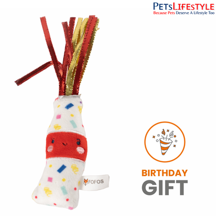 Fofos Birthday Drink Cat Toy – Soft Plush Toy with US-Grade Catnip & Crinkle Tail for Kittens & Cats