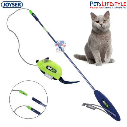 JOYSER Cat Teaser Wand Toy with Sound Chip Mouse – Blue