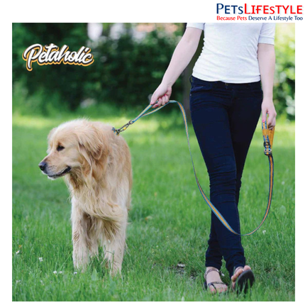 Petaholic Outdoor Tracker Series Dog Leash Plateau | Reflective Adjustable Leash with Dual Padded Handles & Click-Lock Hook