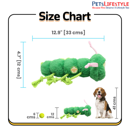 FOFOS Spring Plush Caterpillar Dog Toy – Soft Squeaky Plush Toy for Small & Medium Dogs
