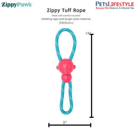 ZippyPaws ZippyTuff Monkey RopeTugz – Pink  Durable Climbing Rope Tug Dog Toy for Strong Chewers