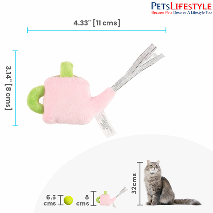 Fofos Watering Can Cat Toy – Soft Plush Toy with US-Grade Catnip & Ribbons for Kittens & Cats