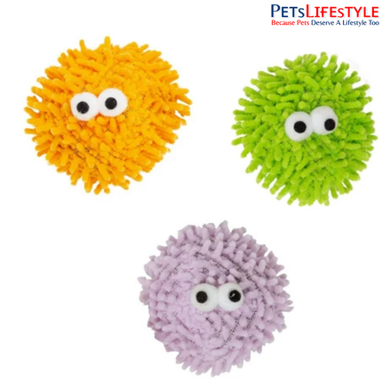 Fofos Geek Ball Cat Toy – Soft Plush Ball with Bell & Imported US-Grade Catnip for Kittens & Cats (Assorted Colours)