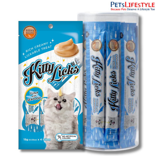 Rena’s Kitty Licks Tuna with Seafood Creamy Cat Treat – Rich Lickable Treat for Kittens & Cats