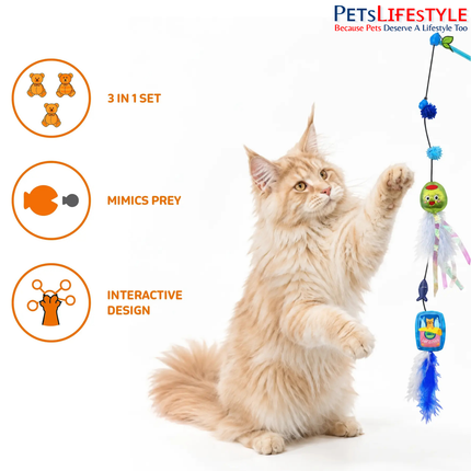 FOFOS Sardines Wand 2-Pack – Can & Octopus Interactive Cat Toy