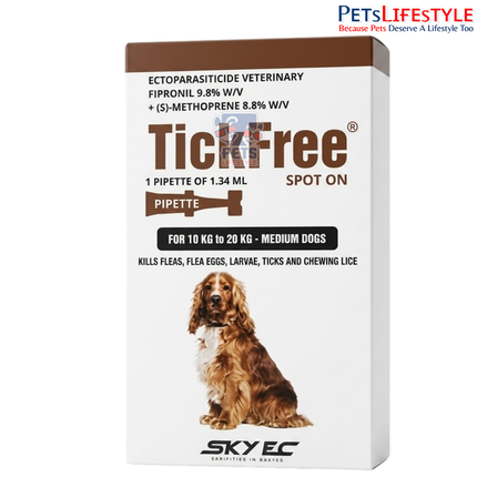 Sky EC TickFree Spot-On for Dogs | Fipronil & S-Methoprene | Long-Lasting Tick, Flea & Lice Protection