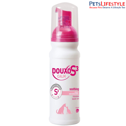 Douxo S3 Calm Leave-On Mousse for Dogs & Cats 150ml | Hypoallergenic Anti-Itch Skin Care Mousse for Sensitive & Allergic Skin