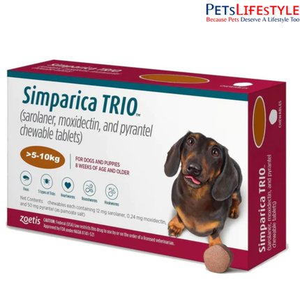 Zoetis Simparica Trio for Dogs — Monthly Parasite Protection 1 Tablet