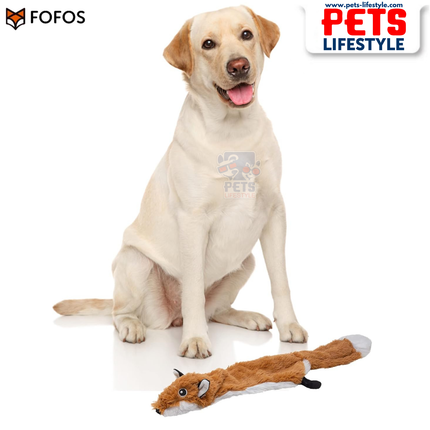 FOFOS Dog Toy Skinneez Fox Toy – Stuffing-Free Plush Toy with Dual Squeakers