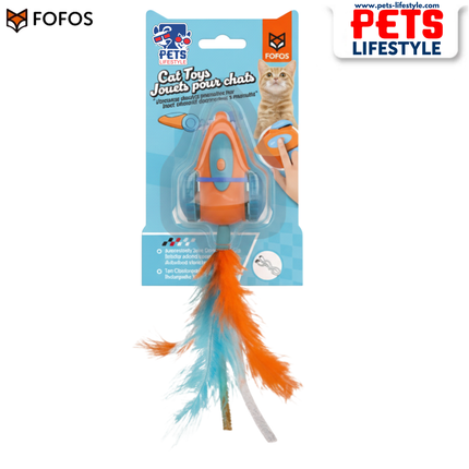 FOFOS Interactive Race Car Cat Toy – Electronic Wobble Toy with Bird Sounds & Feathers