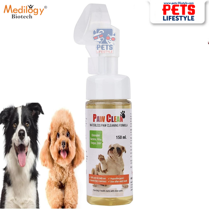Medilogy Paw Clean Waterless Paw Cleaning Shampoo with Silicone Brush – For Dogs & Cats – 150 ml