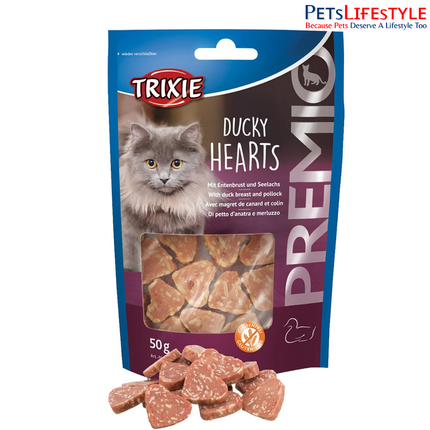 Trixie Premio Ducky Hearts Cat Treats – Nutrient Rich Training & Reward Snacks for Cats