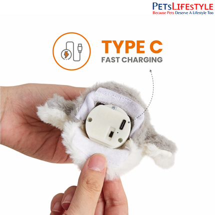 FOFOS Swinging Penguin Automatic Cat Toy – White, Interactive Flapping Toy with Bird Sounds, Catnip & Type-C Charging
