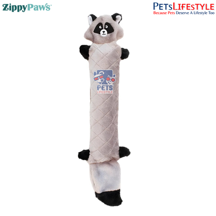 ZippyPaws Jigglerz® – Raccoon  Stuffing-Free Plush Dog Toy | 3 Ways to Squeak