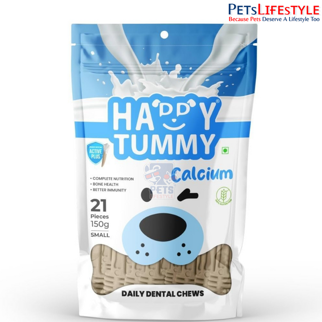 Gnawlers Happy Tummy Calcium Dental Bone Treat for Medium & Large Dogs | Daily Dental Chew for Strong Bones & Healthy Teeth