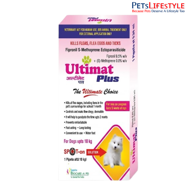 Ultimat Plus Spot-On for Dogs Up to 10 kg (Fipronil 9.8% + (S)-Methoprene 8.8%) | Advanced Flea & Tick Control