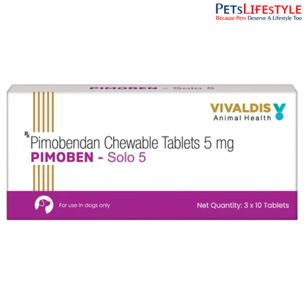 Vivaldis Pimoben-Solo 5 mg Pimobendan Chewable Tablets for Dogs – Cardiac Support Medication (30 Tablets)