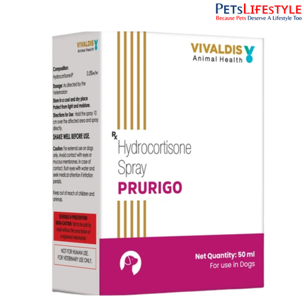 Vivaldis Prurigo Hydrocortisone Spray for Dogs & Cats – Topical Anti-Itch & Anti-Inflammatory Spray (50 ml)