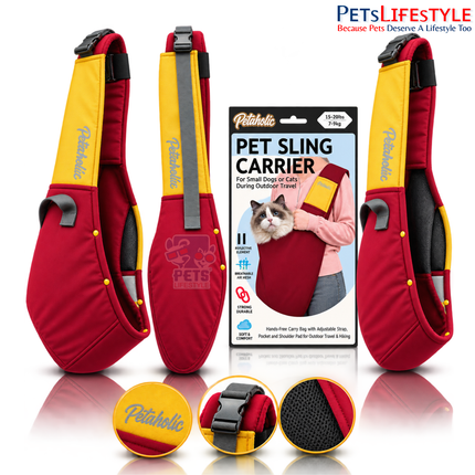 Petaholic Pet Sling Carrier for Dogs & Cats | Hands-Free Breathable Shoulder Travel Carrier