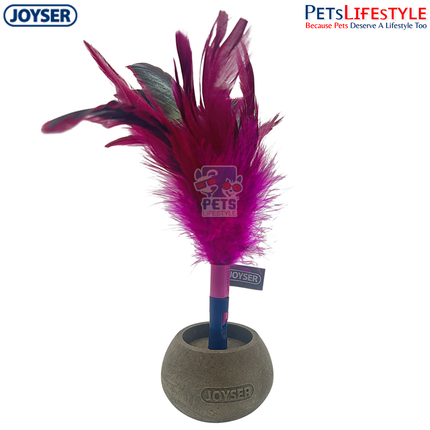 JOYSER Catnip Woball with Feather – Pink/Grey | Interactive Wobble Cat Toy