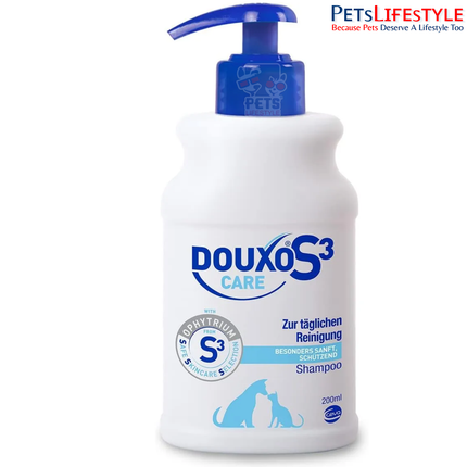 Douxo S3 Care Shampoo for Dogs & Cats 200ml | Ultra-Gentle Hydrating Shampoo for Regular Hygiene & Sensitive Skin