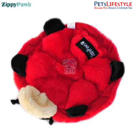 ZippyPaws Squeakie Crawler – Betsey the Ladybug  Stuffing-Free Flat Plush Dog Toy with 7 Squeakers