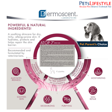 Savavet Dermoscent ATOP 7 Spot-On 1.2ml for Dogs (10–20kg) (1.2ml x 4 Pipette) dermatological spot-on treatment