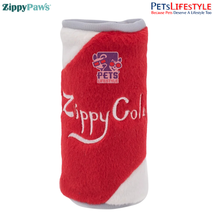 ZippyPaws Squeakie Can – Zippy Cola  Stuffing-Free Plush Dog Toy with Full-Body Blaster Squeaker