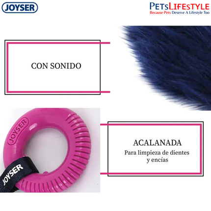 JOYSER Puppy Tail with Ring TPR Chew Toy for Puppies & Small Dogs – Pink/Blue (S/M)