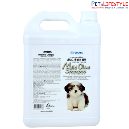 Forcans Mild Olive Shampoo for Dogs – Aloe Vera & Coconut Extract Gentle Puppy Shampoo