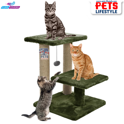 Canine Desk Cozy Cat Tree with Scratching Posts, Platforms and Dangling Toy