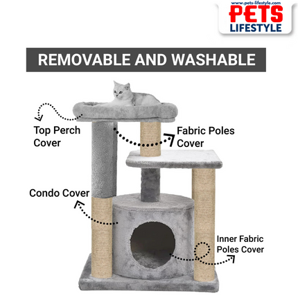 Canine Desk Condo Kitten Cat Tree - Hanging Ball