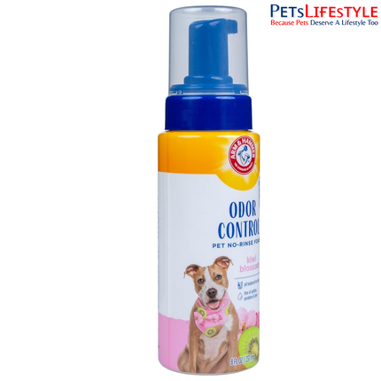 Arm & Hammer Odor Control Dry Bath No Rinse for Dogs Kiwi Blossom 237 ml | Waterless Foaming Dog Shampoo
