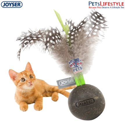 JOYSER Catnip Ball with Feather – Brown/Green | Interactive Cat Toy