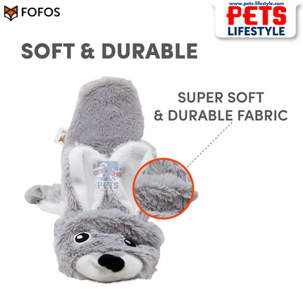 FOFOS Dog Toy Skinneez Rabbit Toy – Stuffing-Free Plush Toy with Dual Squeakers