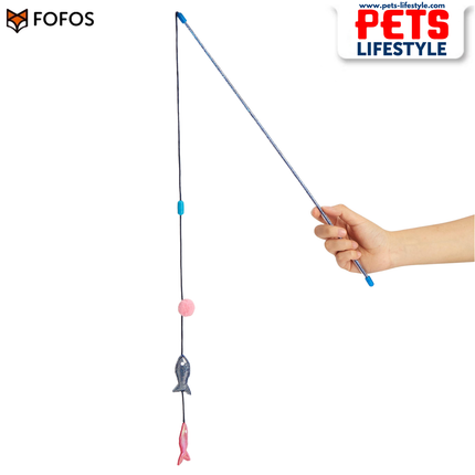 FOFOS Sardine Wand 2 Pack Interactive Cat Toy with Catnip & Replaceable Tops