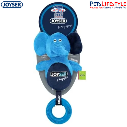 JOYSER Puppy Elephant with Ring Plush Dental Chew Dog Toy – Dark Blue (S/M)