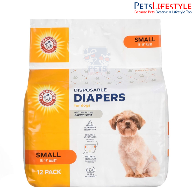 Arm & Hammer for Pets Female Dog Diapers – Small (12 Count)
