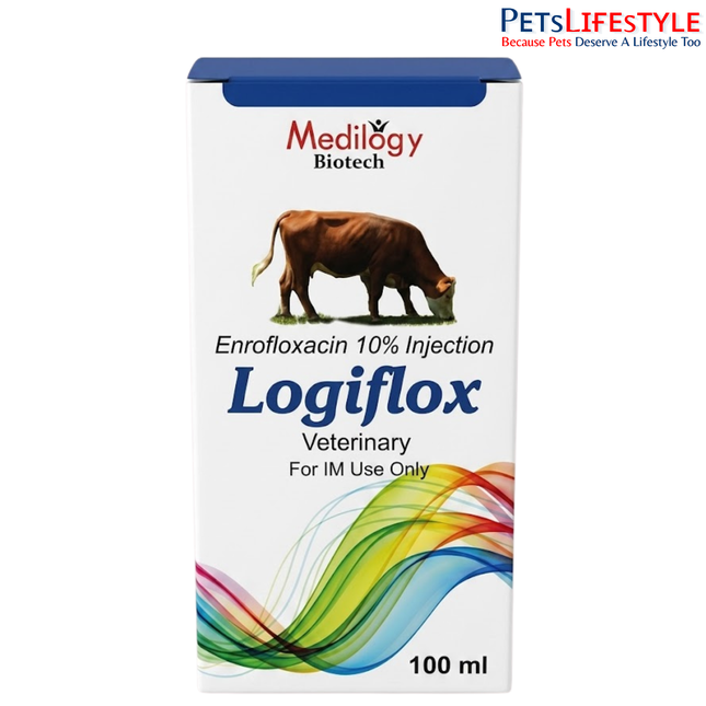 Logiflox Injection | Enrofloxacin 10% Veterinary Injection 100 ml