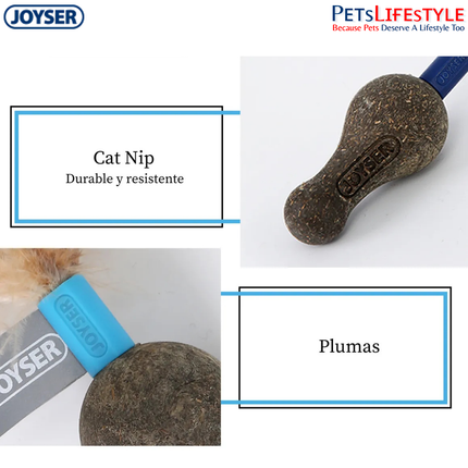 JOYSER Catnip DuoBall with Feather – Blue | Interactive Cat Toy