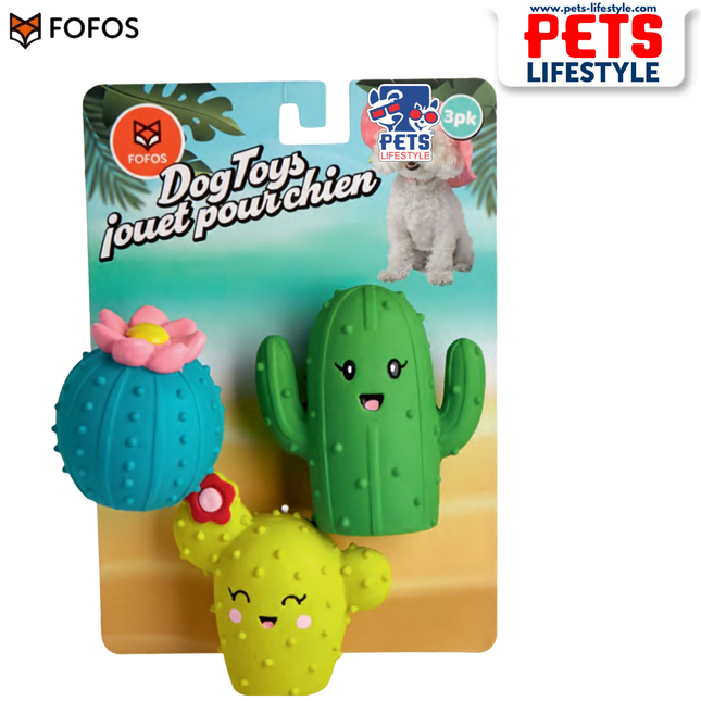 FOFOS Summer Latex Toy 3-Pack Natural Latex Squeaky Toys for Small Dogs